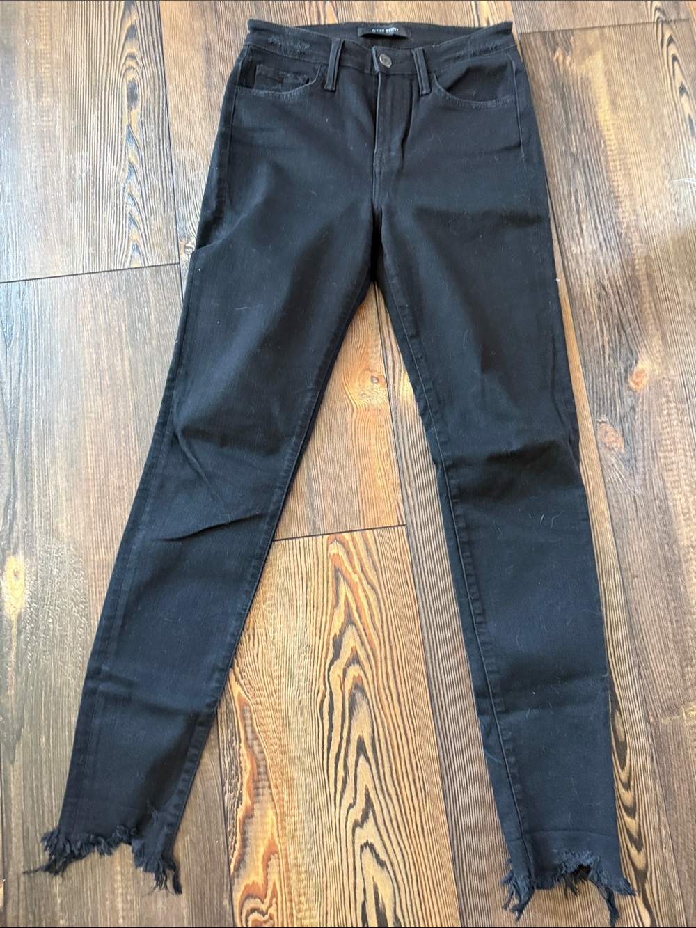 Flying Monkey Black Skinny Jeans with Frayed Hem